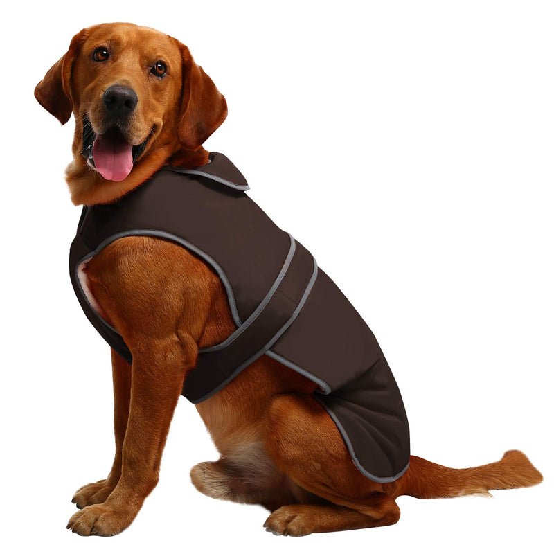 MIGOHI Reflective Waterproof Windproof Dog Coat Cold Weather Warm Dog Jacket Reversible Stormguard Winter Dog Vest for Small Medium Large Dogs X-Small (Pack of 1) Brown - PawsPlanet Australia