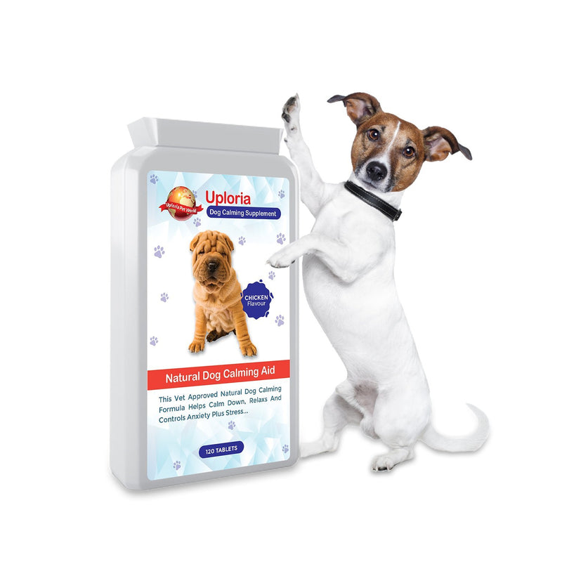 Uploria Pet World Calming Tablets For Dogs | 120 Chicken Flavour Tablets | UK Manufactured. - PawsPlanet Australia