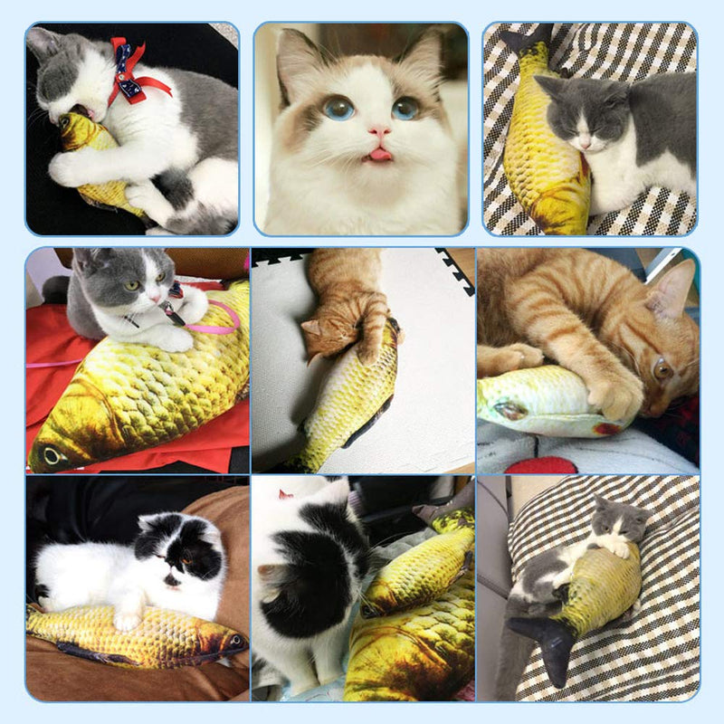 [Australia] - Bihuo Plush Fish Shape Toy, Perfect for Biting and Chewing, Extra refillable Catnip, Fish-Crinkle, Interactive for Cat/Kitty/Kitten and Funny Kick Supplies for Pets (4PC’s) 