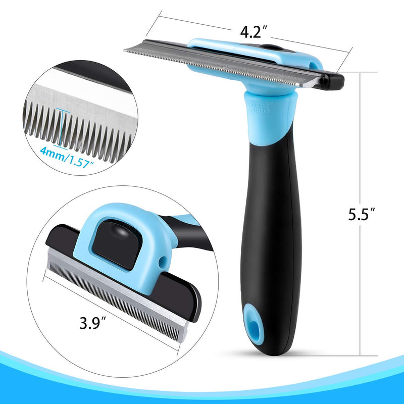 [Australia] - Pet Grooming Brush Effectively Reduces Shedding by up to 95% Professional Deshedding Tool for Dogs and Cats Blue 