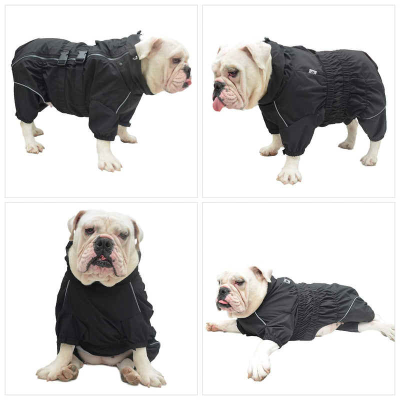 Lovelonglong Dogs Waterproof Jacket, Lightweight Waterproof Jacket Reflective Safety Dog Raincoat Windproof Snow-Proof Dog Vest for Small Medium Large Dogs XS (-5lbs) Black - PawsPlanet Australia