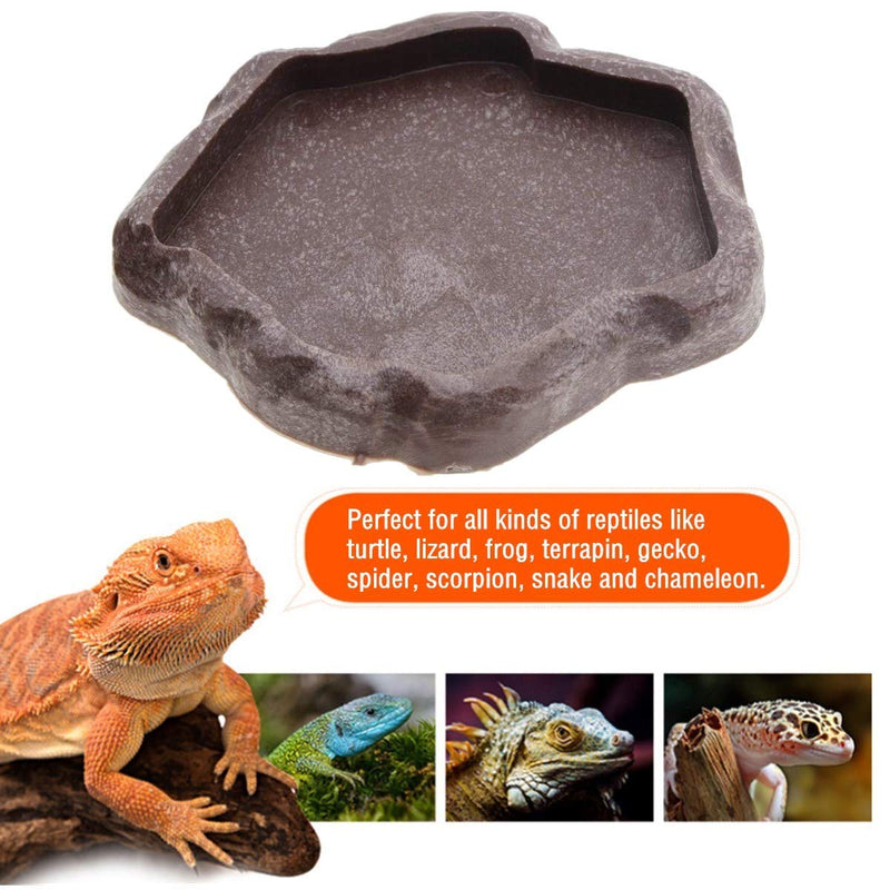 NA Reptile Feeding Bowl, Resin Reptile Water Dish Food Bowl Reptile Food and Water Dish for Snake Frogs Gecko Tortoise Lizard Chameleon lguana - PawsPlanet Australia