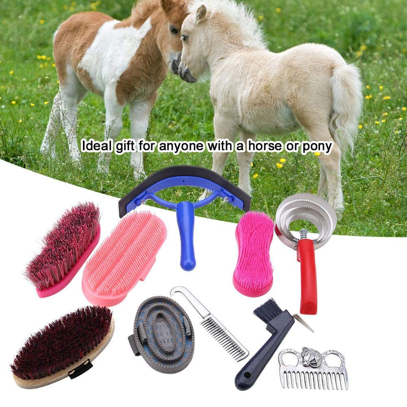 [Australia] - Horse Brush Set Professional Horse Cleaning Tool Kit Horse Grooming Care Accessories 10pcs Horse Grooming Clean Tool 