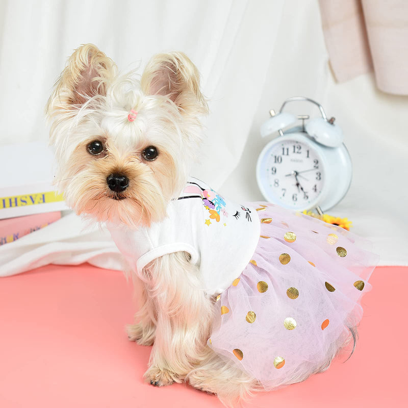 Dog Dresses for Small Dogs Girl Spring Summer Puppy Wedding Dress Pink Pet Clothes Outfit for Chihuahua Yorkie Teacup Holiday Cat Skirt Apparel Bowknot Doggie Clothing Birthday (Large, Bunny) Large - PawsPlanet Australia