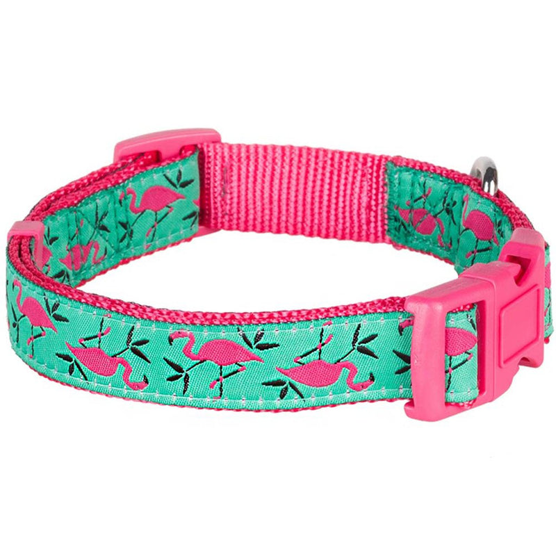 [Australia] - Blueberry Pet Essentials 10 Patterns Zoo Fun Dog Collars, Harnesses or Leashes Regular Collar - Large Pink Flamingo 
