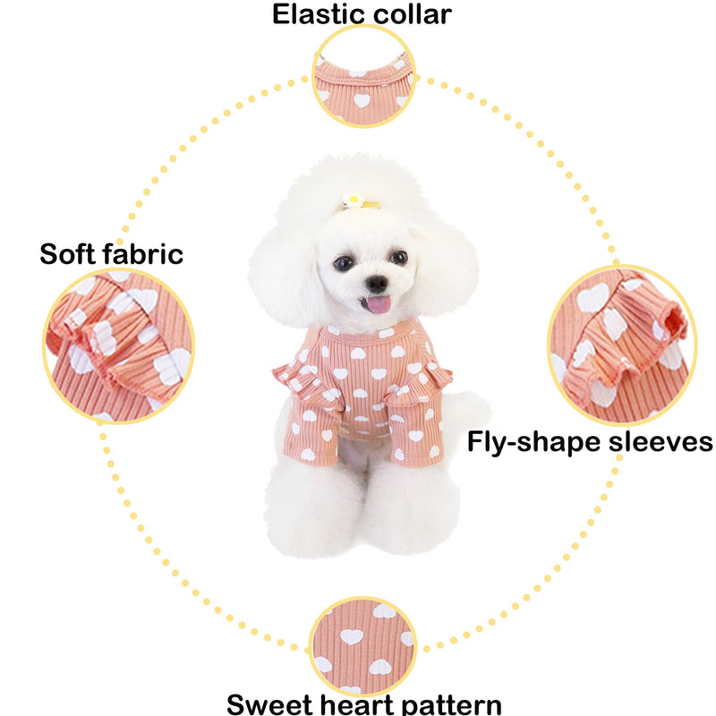 Xqpetlihai Dog Shirt Short Sleeves Cotton Dog Vest Breathable Stretchy Comfortable Pet Shirt for Puppy Small Medium Dogs(Pink-S) Pink - PawsPlanet Australia