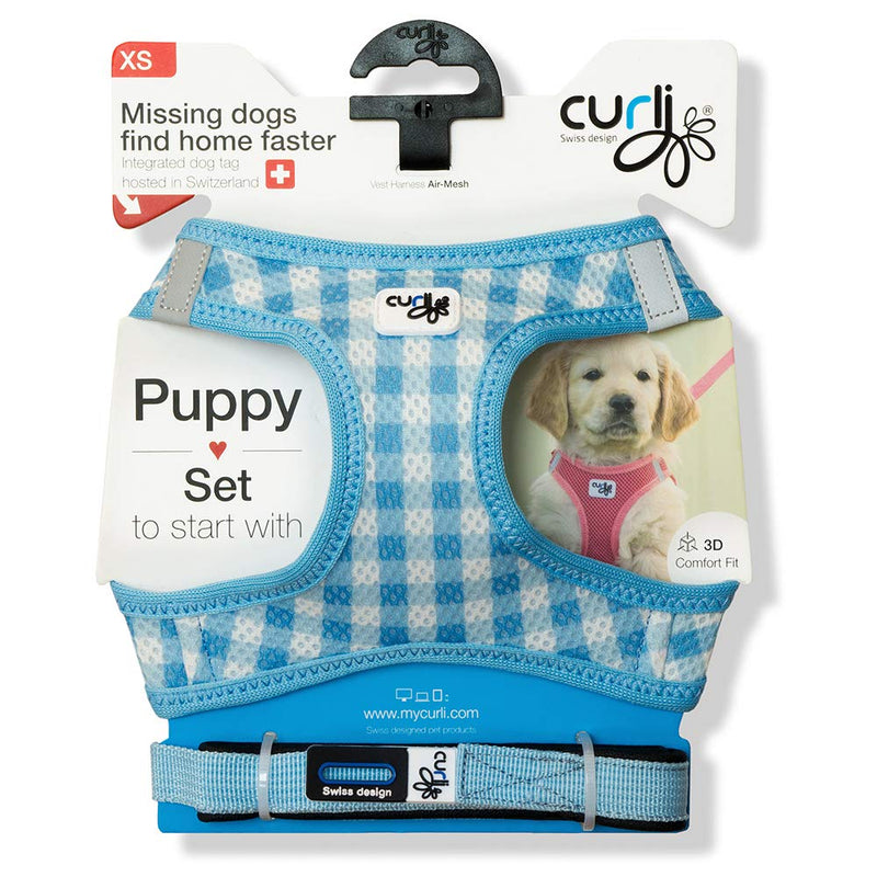 Vest Harness Air-Mesh Skyblue-Caro M & Leash L - PawsPlanet Australia