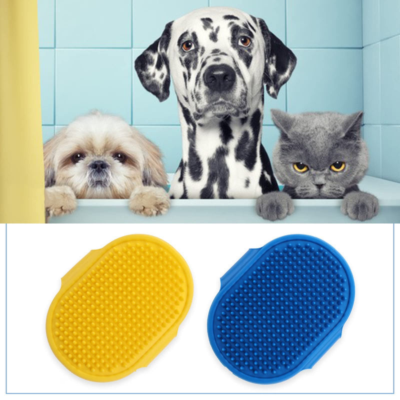 Molain Dog Cat Bath Brush Comb, Pack of 2 Silicone Rubber Dog Grooming Brush Silicone Puppy Massage Brush Hair Fur Cleaning Brush - PawsPlanet Australia