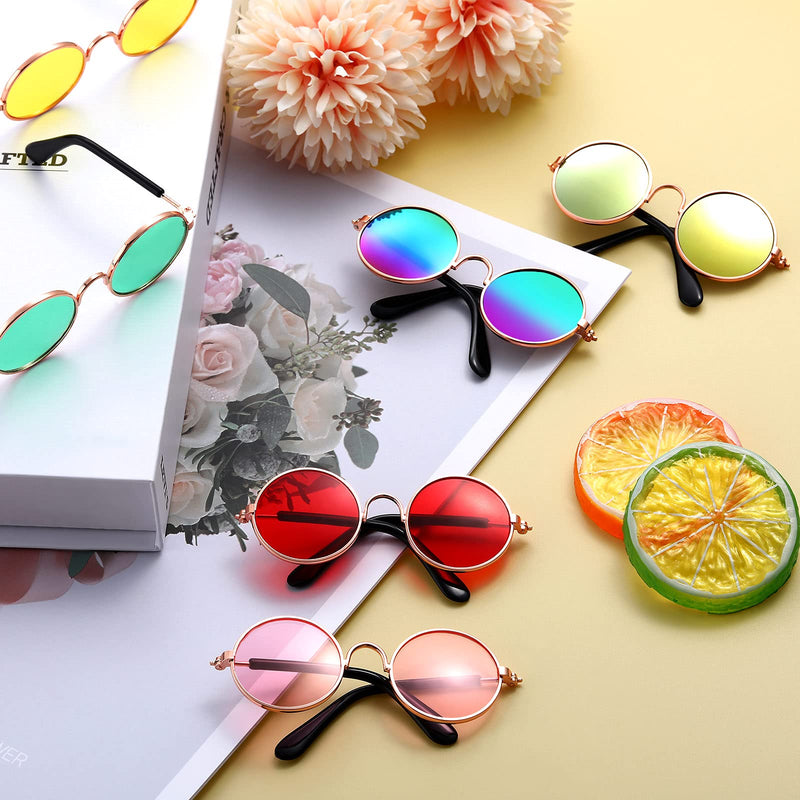 15 Pieces Small Pet Sunglasses Retro Dog Sunglasses Round Metal Puppy Sunglasses Cosplay Glasses Photo Props Eyewear for Cats and Small to Medium Sized Dogs - PawsPlanet Australia