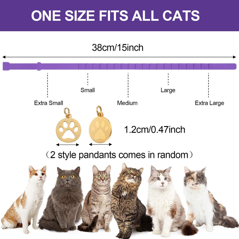 Fiada 6 Pieces Calming Cats Collar Adjustable Cat Relieve Reduce Anxiety Collar Lavender Scent Long-Lasting Relaxing Cat Collar with 3 Pendants for Puppies Cats Reduce Stress Anxious, Purple - PawsPlanet Australia