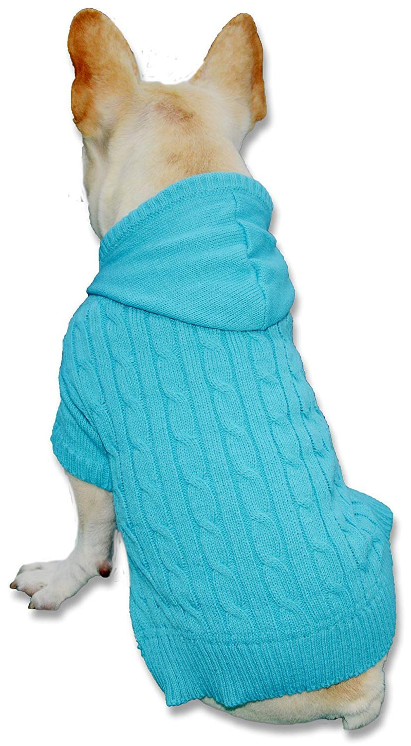 Lanyar Dog Classic Cable Pet Sweater Hoodie for Dogs,Size Runs Smaller, Small fits Pets 3-8Lbs Medium 10-16Lbs, Large 18-25Lbs, XLarge 30-40Lbs,XXLarge 40-55Lbs,XXXLarge 55-70Lbs Sky Blue - PawsPlanet Australia