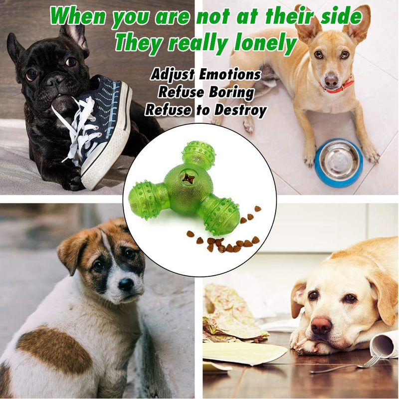 gudong Dog Treat Ball Bite Resistant Toy Ball for Dogs Puppies,Dog Food Treat Feeder Tooth Cleaning Ball Toy, Dog Chew Toy IQ Training Ball Puppy Toys (Green) Green - PawsPlanet Australia