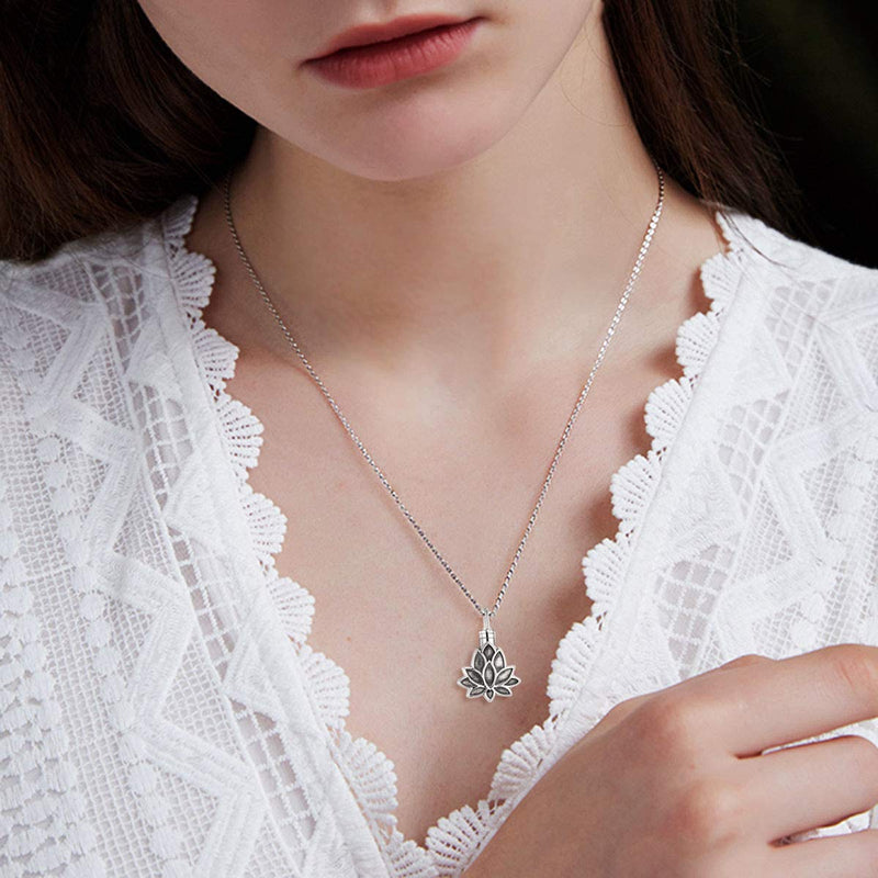 WINNICACA Ashes Cremation Necklace Urn S925 Sterling Silver Cremation Necklace for Memory Ashes Necklaces for Women Memorial Urn Heart Necklace Fashion Jewellery lotus ashes necklace - PawsPlanet Australia