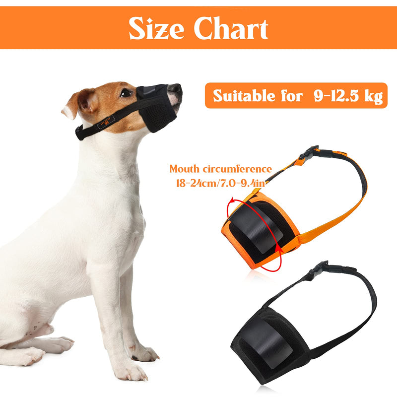 Frienda 2 Pieces Dog Muzzles Soft Nylon Breathable Adjustable Muzzle Pet Mouth Cover to Prevent Biting and Screaming to Prevent Accidental Eating (Black, Orange, L) - PawsPlanet Australia