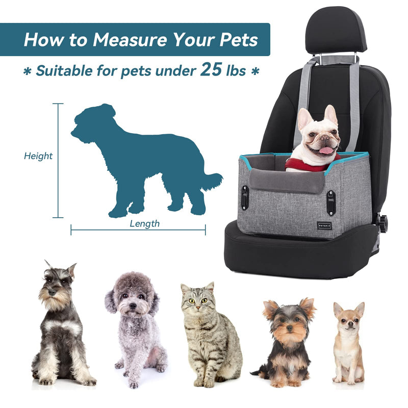 Petsfit Dog Car Seat for Small Dogs, Dog Seat Car Back Seat Front Seat Extra Safe Stable Dog Car Seat with Seat Belt Clip and Plush Cushion for Small Dogs up to 8kg, Gray - PawsPlanet Australia