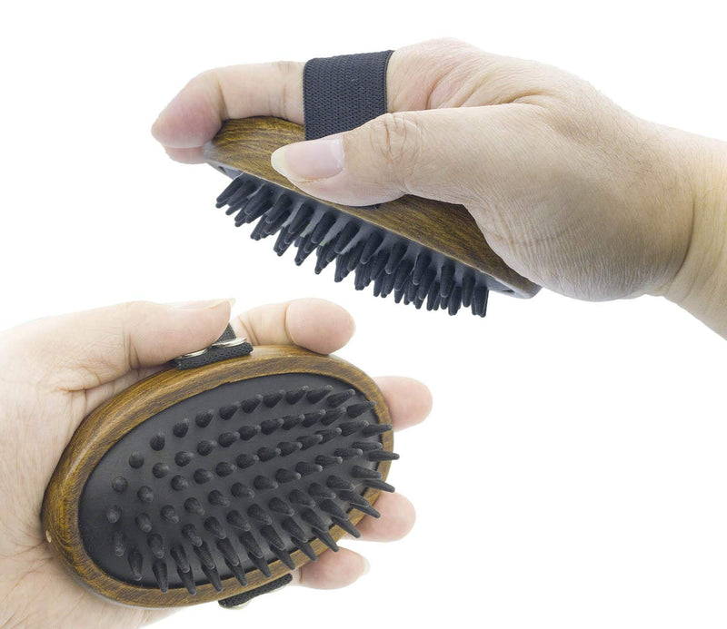 [Australia] - Premium New Grooming Pet Shampoo Brush, Best Pet Bathing & Soothing Massage Tool for Long & Short Hair Medium & Large Dogs, Cats, Rabbits, Horses- Professional Quality Soft Rubber Bristles Curry Comb 