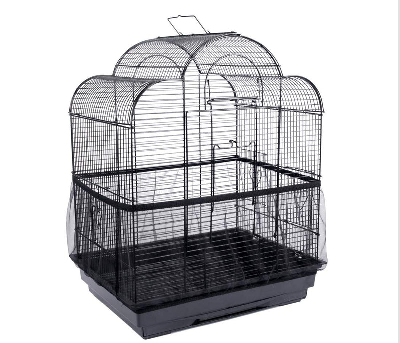 Soft Airy Bird Cage Seed Catcher 13inch Seeds Guard Parrot Nylon Mesh Net Cover Stretchy Shell Skirt Traps Cage Basket Large Size Black - PawsPlanet Australia