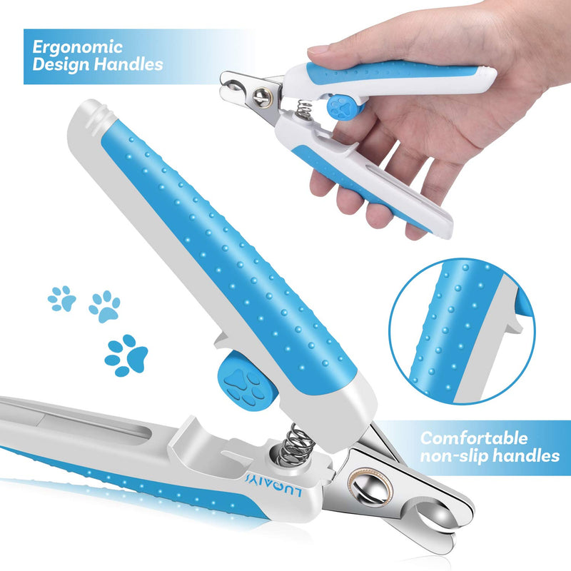 [Australia] - LUOAIYI Dog Nail Clippers & Trimmer, Professional Pet Grooming Tools with Safety Guard to Avoid Over-Cutting, Sharp Blades, Bonus Nail File, Safe Lock Switch, Sturdy Non-Slip Handles 