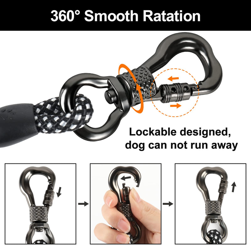 NTR Long Leash for Dog Training, 100FT Dog Leashes for Large Breed Dogs with Swivel Lockable Hook and Comfortable Padded Handle,Dog Lead Check Cord for Small Medium and Large Dogs 100ft*1/3 Inch Black - PawsPlanet Australia