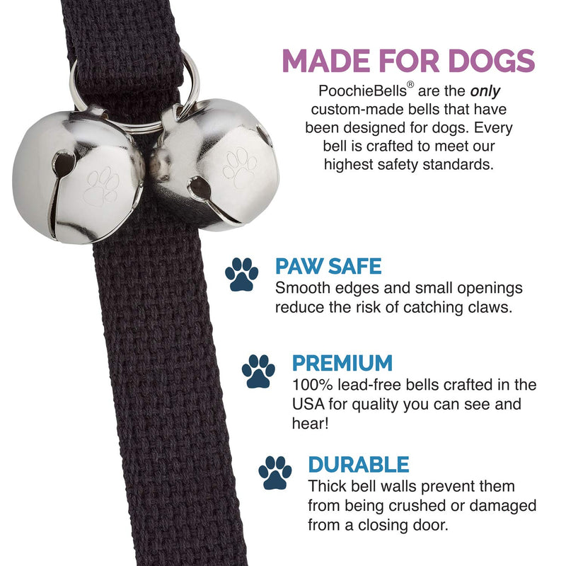 PoochieBells The Original Dog Potty Training Doorbell, Premium Cotton Webbing Collection Black - PawsPlanet Australia