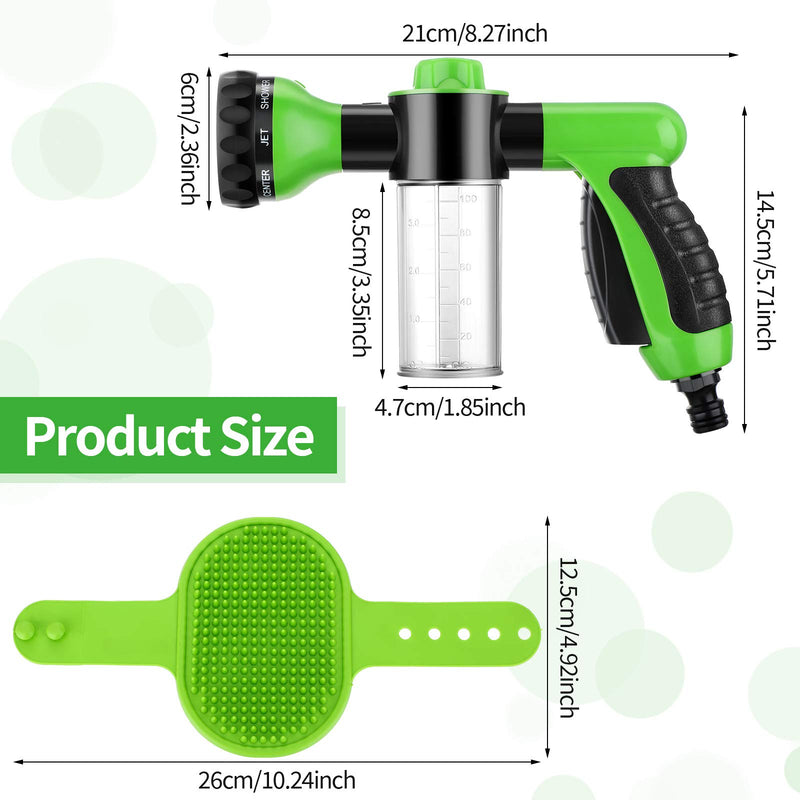 2 Pieces Pet Bathing Tool Set Include Livestock Foamer and Dog Rubber Comb, Spray Livestock Foamer Wash Foam Sprayer, Pet Bath Brush Rubber Dog Comb for Pets Showering (Green) - PawsPlanet Australia