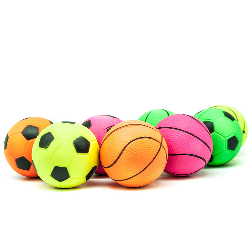 8 X 6cm Dog Balls Bright Dog Rubber Balls Sponge HIGH BOUNCE Floating Dog Toys for Boredom Sports Tennis Basketball Baseball Football Rolling Balls for dogs (Bright, 8 BALLS) - PawsPlanet Australia