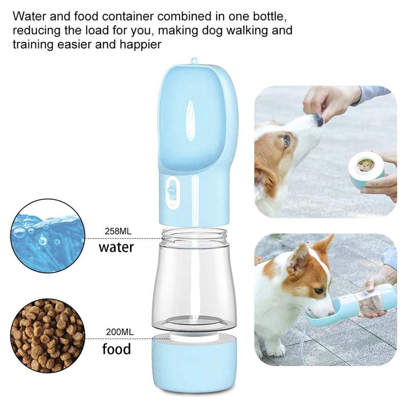 LONTG Dog Water Bottle Cat Drinking Water Bottle Portable Pet Water Dispenser with Drinking Feeder Pet Drinking Cup Dog Cat Travel Water & Food Bottle Bowl For Pet Outdoor Walking Hiking Travelling Printed Pink - PawsPlanet Australia