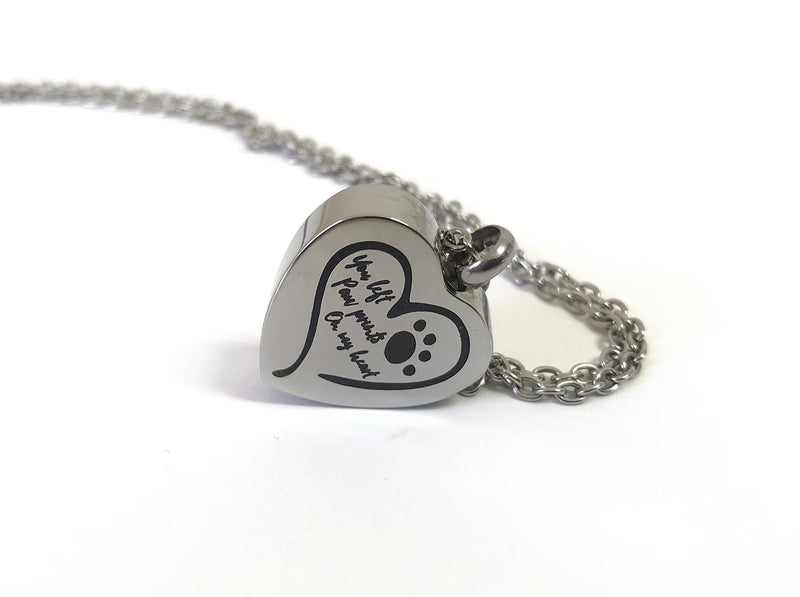 [Australia] - FIKA You Left Paw Prints On My Heart Pet Dog Cat Cremation Ashes Remembrance Urn Pendant Necklace Jewelry Filling Kit Included 