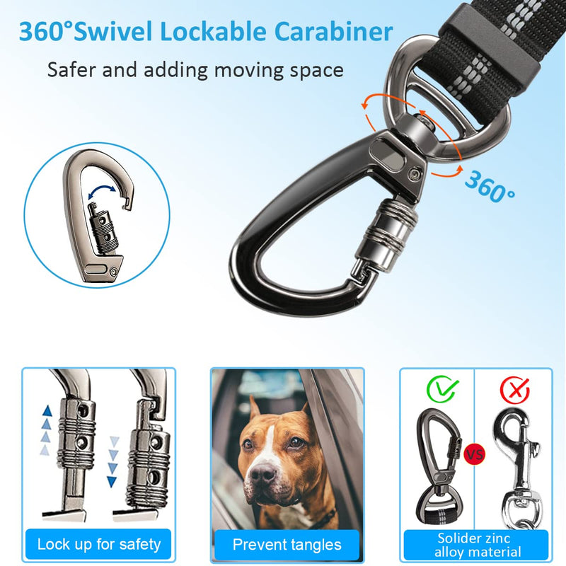 Dog Seatbelt Harness, 2-in-1 Seat Belt Car Harness for Pets Adjustable Dog Safety Belt Tether for Car Durable Bungee Nylon with Hook Latch & Buckle 360° Swivel Carabiner for Large Dogs, Small & Medium - PawsPlanet Australia