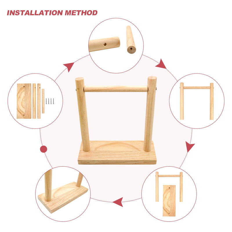 [Australia] - suruikei Parrot Training T Stand Perch, Tabletop Bird Perch Shelf, Wood Playstand Portable Training Playground, Bird Cage Toys Accessories for Small Cockatiels Conures Parakeets Lovebirds Finch T shape 