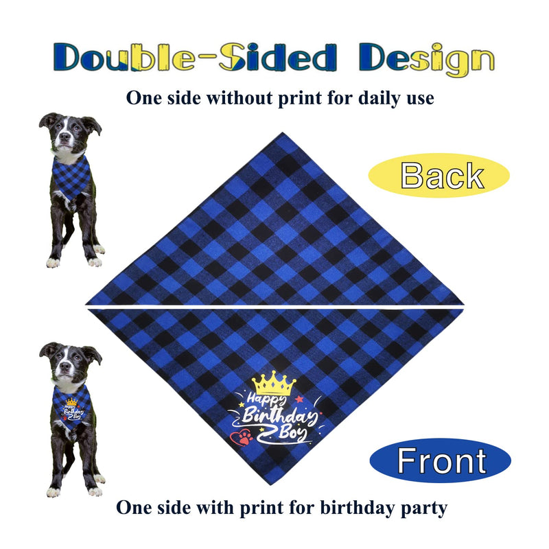 IDOLPET Dog Boy Birthday Party Supplies, Dog Birthday Bandana Scarf Bling Bling Cute Dog Bowtie Dog Party Crown Hat Banner Big Crown Shape Balloon for Small Medium Dogs Pets Puppies Blue - PawsPlanet Australia