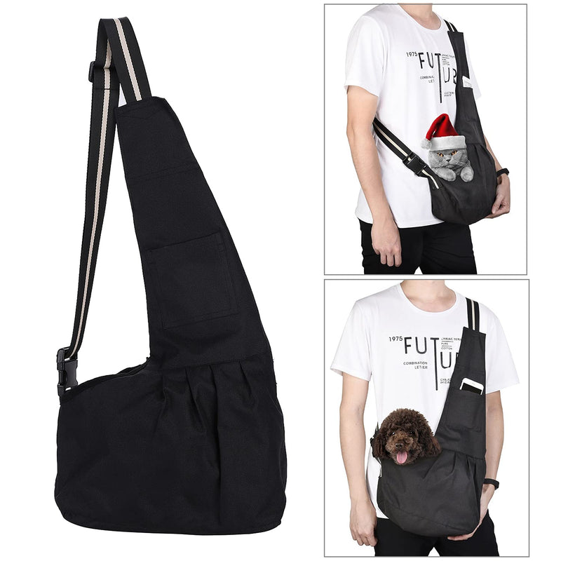 Pet Dog Cat Sling Carrier Puppy Carry Bag Hands Free Pet Travel Carrier Bag Kitty Rabbit Shoulder Bag Handbag Pouch Breathable Pet Tote Bag with Adjustable Shoulder Strap for Outdoor Walking Hiking M Black - PawsPlanet Australia