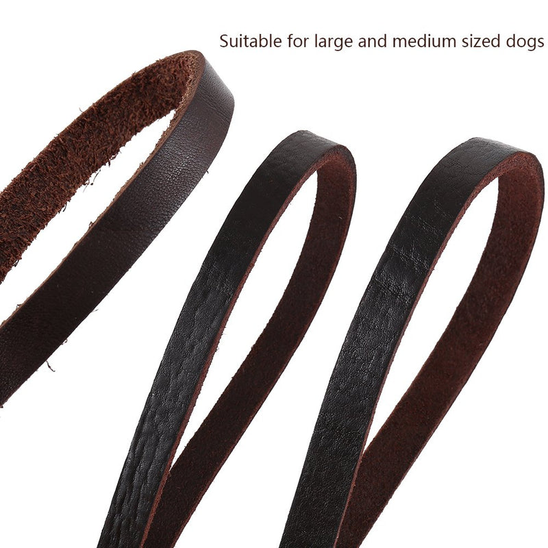 [Australia] - LITTLEGRASS 6/8/10 ft Braided Leather Dog Leash for Strong Medium Large Dogs, Premier Leather Heavy Duty Training Leash 6FT 