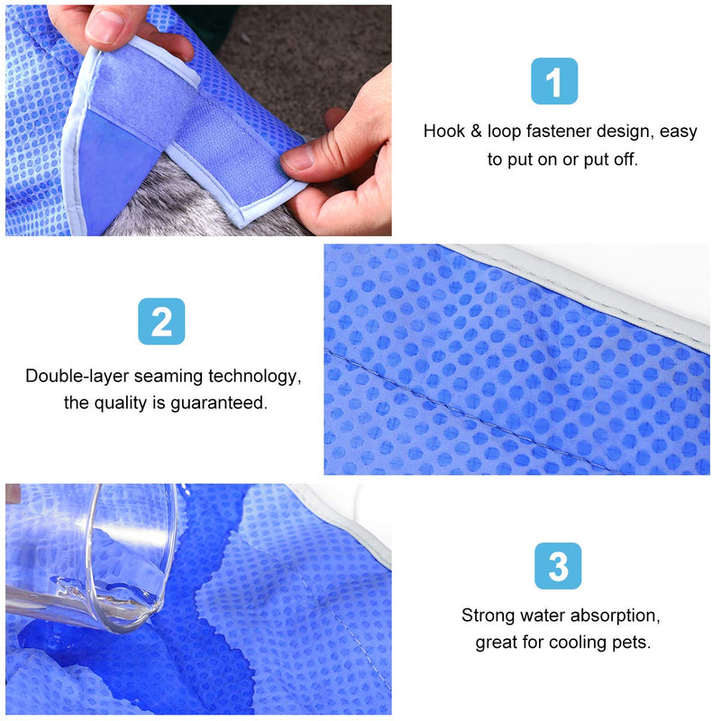 UKCOCO Pet Cooling Vest Jacket, Dog Ice-cooling Harness Coats, Pet Cooler Vest with Magic Tape for Puppies Dogs - Size M (Blue) - PawsPlanet Australia