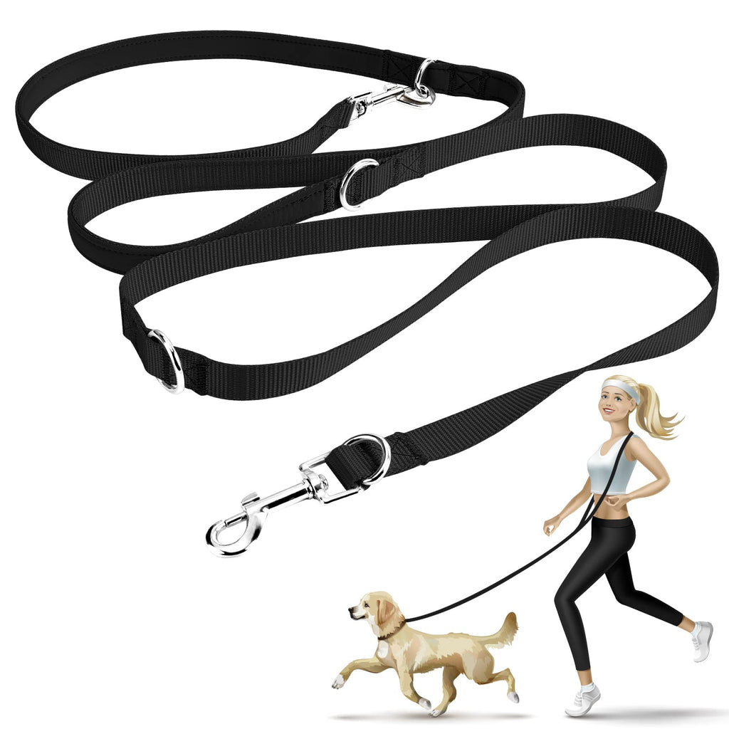 oneisall free-hand leash for small and medium-sized dogs, dog leash 2.5 m adjustable training leash & training leash | Nylon double leash with 2 carabiners black - PawsPlanet Australia