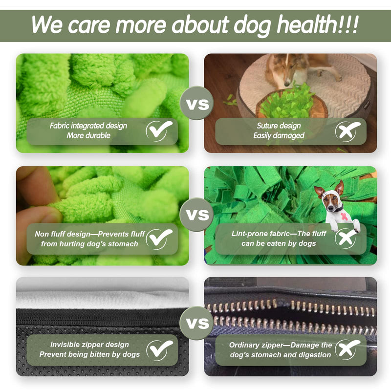 Snuffle Mat for Dogs Treat Dispenser,Dog Puzzle Toys Interactive Game,Sniff Foraging Mats for Pet Relieve Stress and Boredom,Machine Washable,Non-slip,Durable(21''x 16''? (Green) Green - PawsPlanet Australia