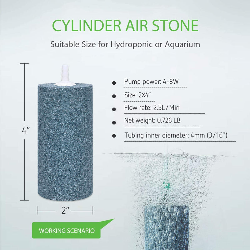 [Australia] - VIVOSUN Air Stone 2PCS 4 X 2 Inch Large Air Stone Cylinder for Aquarium and Hydroponics Air Pump 