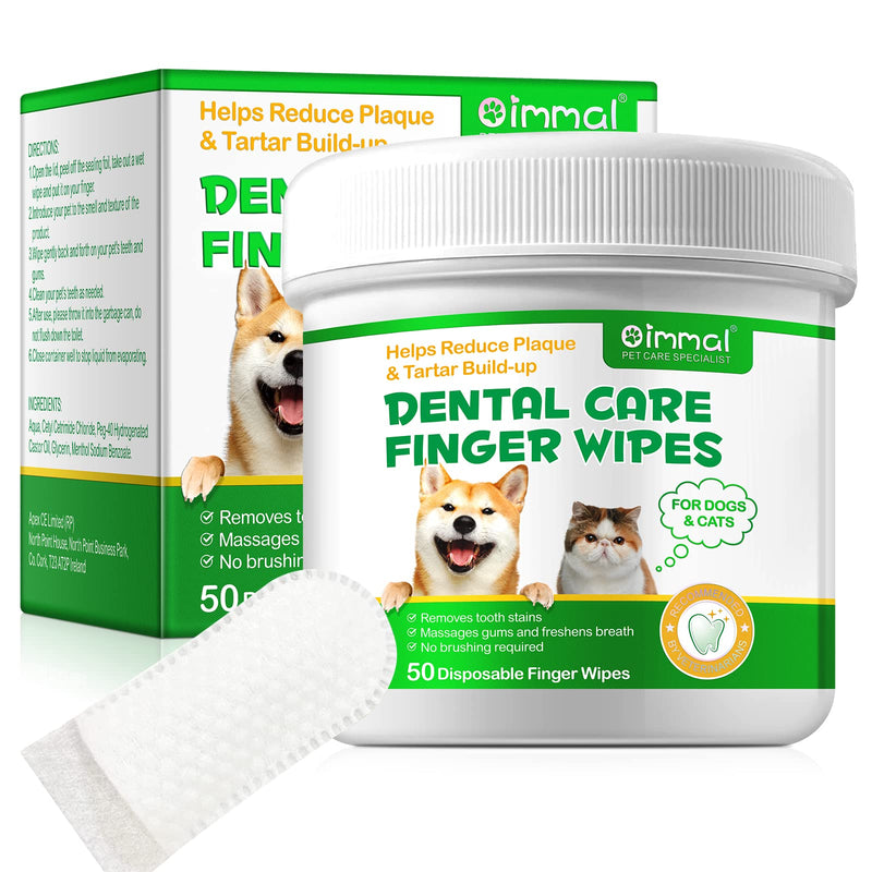 Teeth Cleaning Wipes for Pets, Dental Care Finger Wipes for Dogs & Cats, Reduce Plaque & Tartar Build-Up and Remove Bad Breath, No Brushing Required &Disposable Gentle Cleaning Wipes (50 Pcs) Finger-Cot 50PCS - PawsPlanet Australia