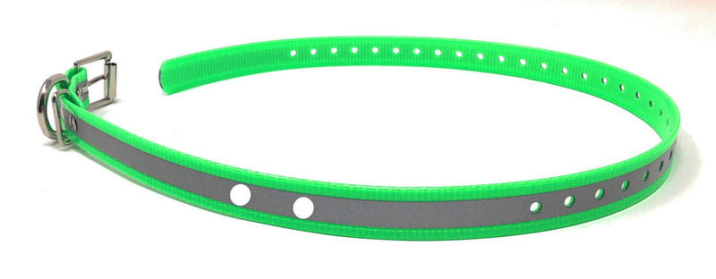 [Australia] - Sparky Pet Co 2 Hole 1.25" Dog Water Proof High-Flex 3/4 Reflective Roller Buckle Replacement Strap GREEN 