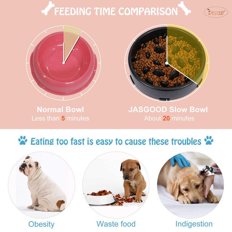 JASGOOD Slow Feeder Dog Bowl for Medium Dogs Slow Feeding Interactive Bloat Stop Dog Bowls A-Black - PawsPlanet Australia