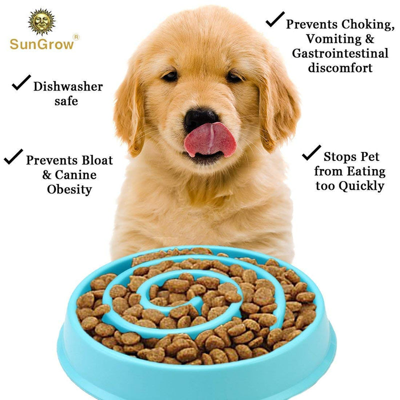 [Australia] - SunGrow Slow Dog Feed Bowl, 7.5 Inches in Diameter, Prevents Canine Obesity, Promotes Fun, Interactive, Slow Eating, Curb Appetite, Enriches Dog’s Meal Time, Protect from Choking, 1 Piece 