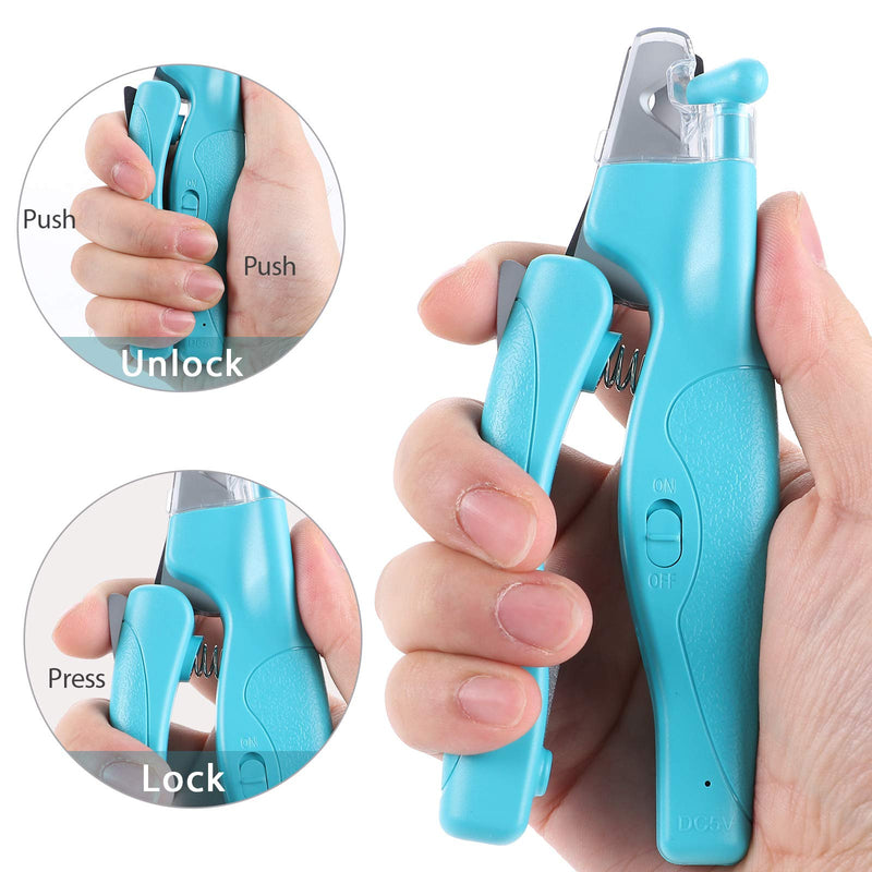 [Australia] - G.C Dog Nail Clippers and Trimmers with LED Light Free Nail File to Avoid Over-Cutting Rechargeable Pet Nail Trimmers Professional Grooming Tools Blue 