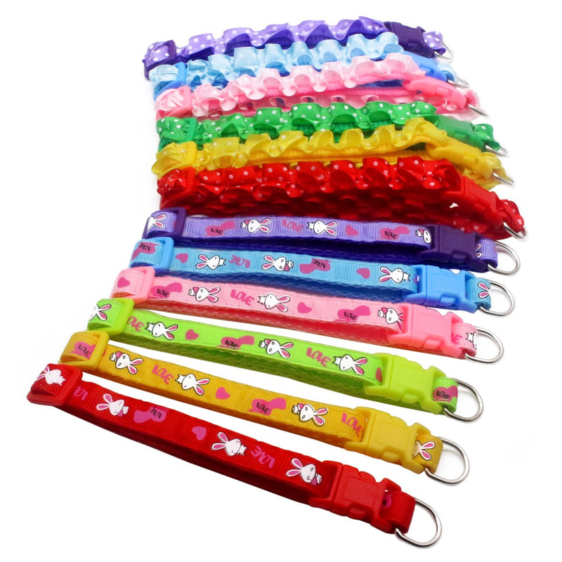 [Australia] - YOY 12 pcs/Set Soft Nylon Puppy Whelping ID Collars - Adjustable Reusable Washable Baby Dog ID Bands Pet Identification for Breeders, Neck 8" - 13" 