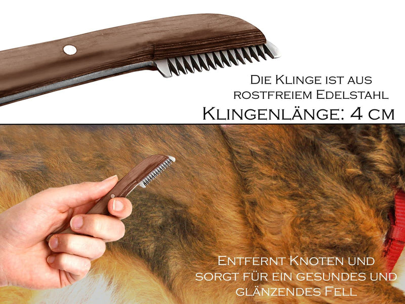 Trimming knife for dogs and cats with long teeth for right-handers Fur knife Small version Dog fur Undercoat Comb Stainless steel knife for animals Brand quality for long hair and short hair - PawsPlanet Australia