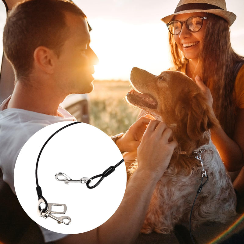 Volumoon Pack of 2 dog safety harnesses for cars, bite-resistant dog leash made of steel wire with car universal plug, dog seat belt, car harness for dogs, cats, pets (60 cm), 60 cm - PawsPlanet Australia