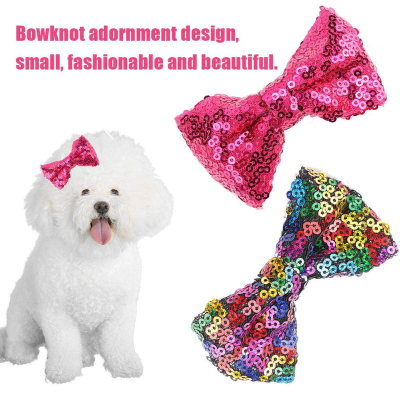 Pssopp 10pcs Pet Hair Clips Cute Bowknot Dog Cat Hairpins Shinny Sequins Hair Bows Pet Headwear Hair Accessories with Clips for Cats Small Medium Dogs - PawsPlanet Australia