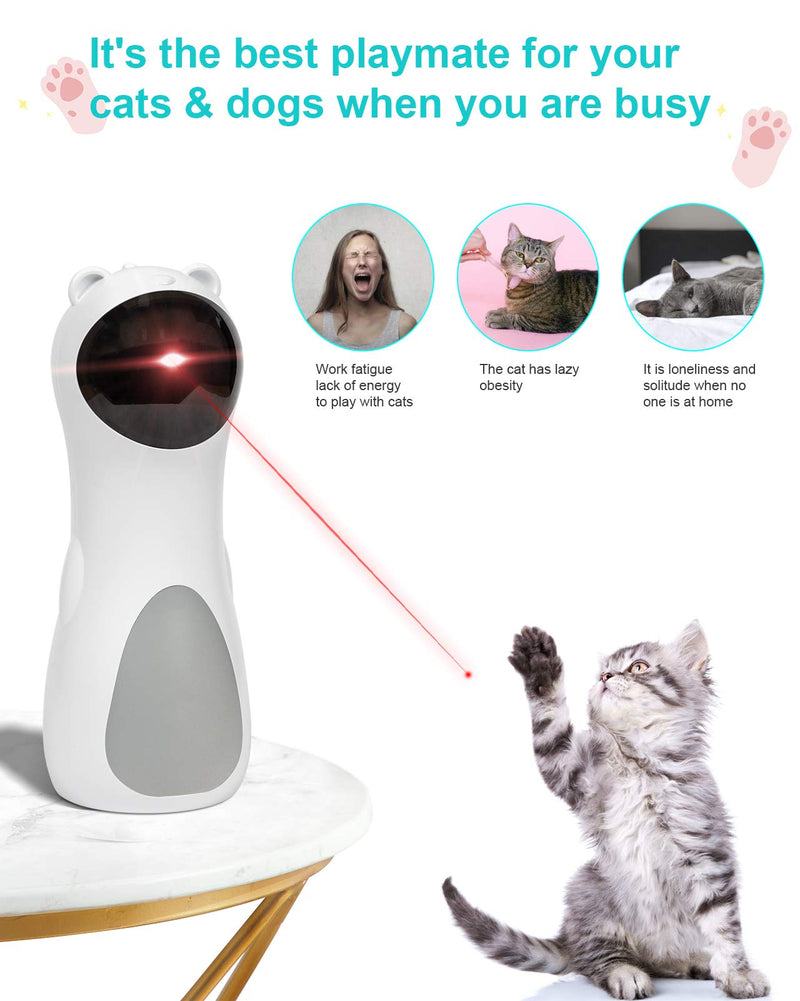 EverWin Cat Laser Toy Automatic, Interactive Laser Pointer Cat Toy for Indoor Cats Kittens Dogs-USB Charging/Battery Powered, 5 Random Pattern, Automatic On/Off and Silent, Fast/Slow Mode - PawsPlanet Australia