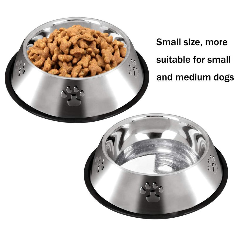 2 Stainless Steel Dog Bowls, Dog Feeding Bowls, Dog Plate Bowls With Non-slip Rubber Bases,Small Pet Feeder Bowls And Water Bowls .(S- 18 cm /7 in) S-18cm - PawsPlanet Australia