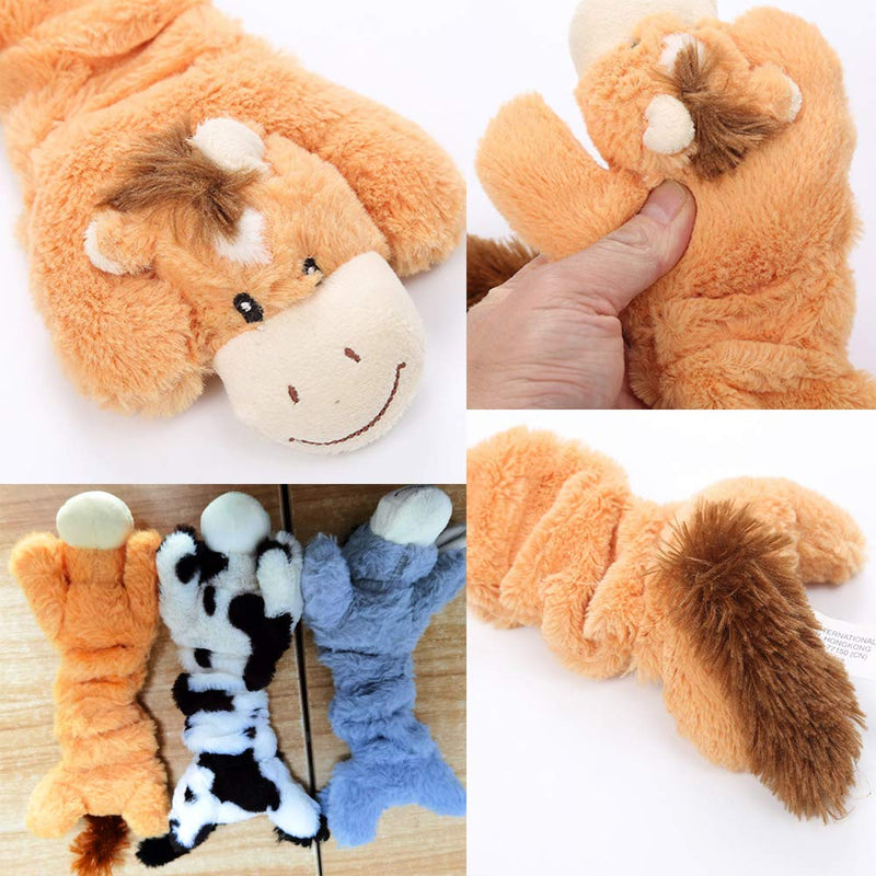 AprFairy No Stuffing Plush Pets Chew Toy, Dog Squeaky Dog Toys, 3 Pack Durable Squeaky Cute Animals for Puppy Small Medium Large Dog (Donkey Orangutan Milk Cow) - PawsPlanet Australia