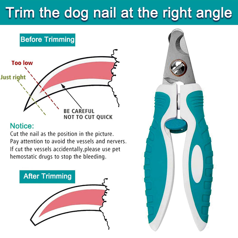Dog Nail Clippers Trimmers Safety Guard for Small Medium Dogs Claw Clippers, Pet Nail Cutters for Thick Nails with Free Nail File & Dog Toothbrushes Small/Medium Blue - PawsPlanet Australia